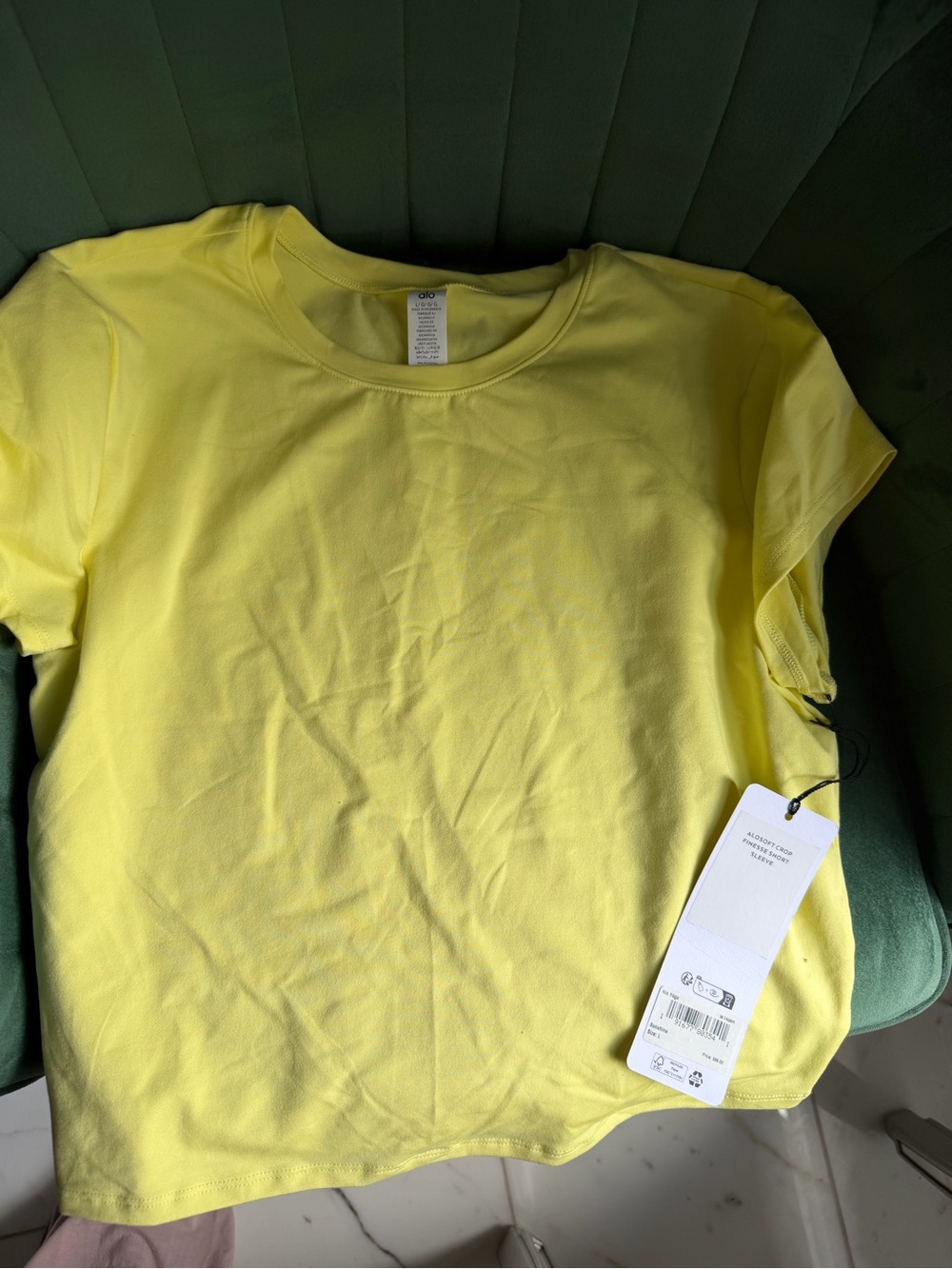 ALO Yoga Yellow Short Sleeve Crewneck Tee